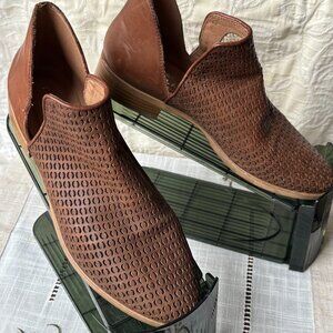 Elisa Lanci, Brown /Cognac Perforated Italian Leather Bootie, 8.5